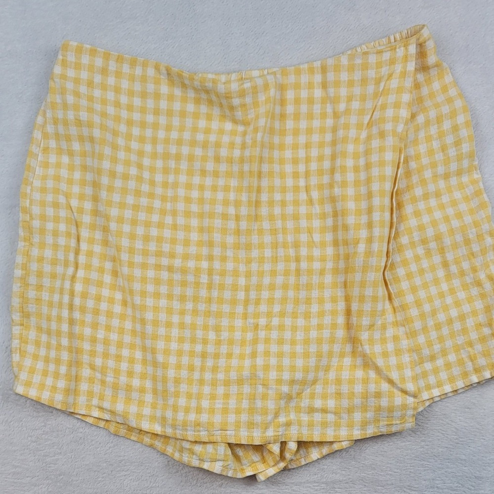 Old Navy Yellow Gingham Wrap Front Skort Size M NWT